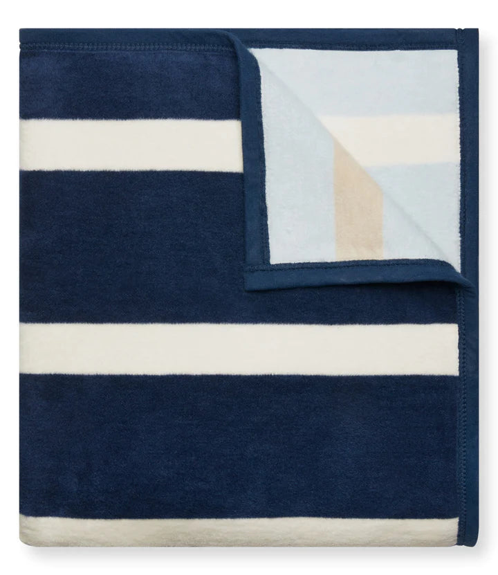 Chappy Wrap Mixed Stripe Vintage Blue & Wheat Blanket