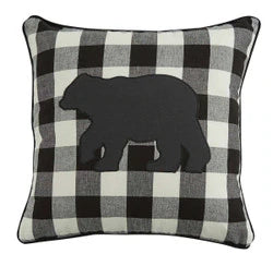 Black and White Bear Applique Pillow