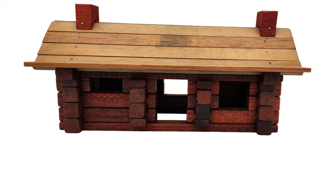 Vintage Folk Art Wooden Log Cabin