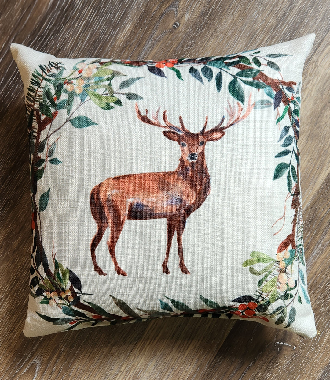 Christmas Deer Wreath Pillow