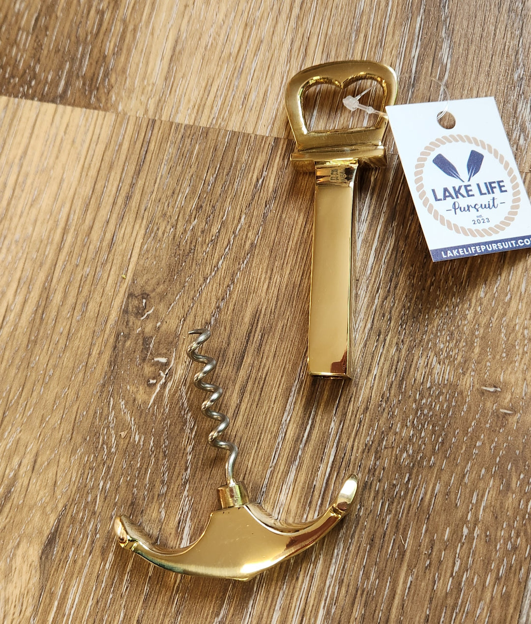 Brass Anchor Corkscrew and Bottle Opener