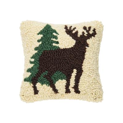 Deer Forest Hooked Pillow