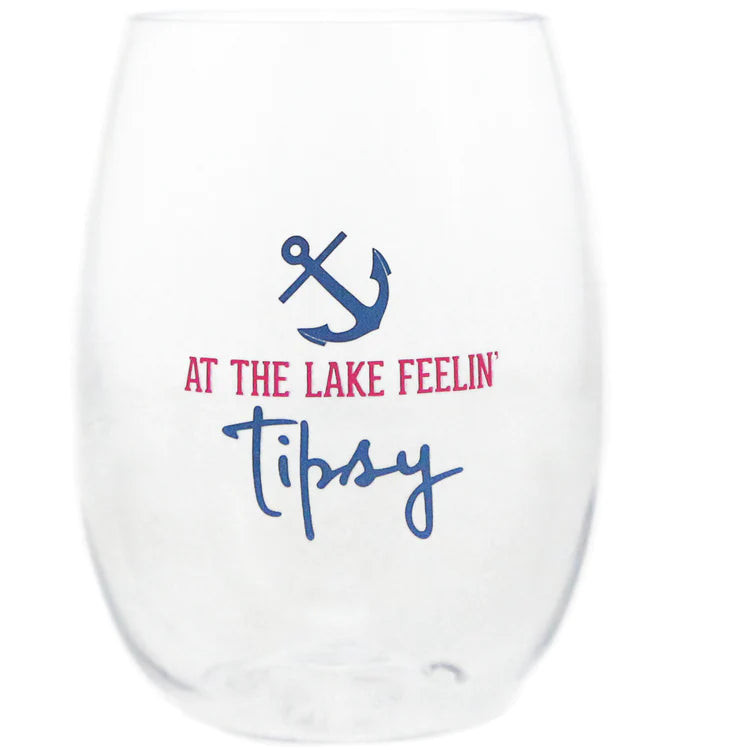 At the Lake Feeling Tipsy Plastic Stemless Wine Glass