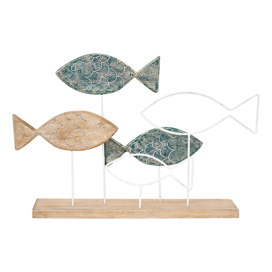 School of Fish on Wooden Base