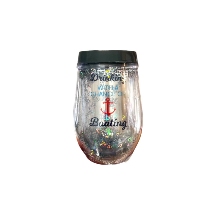 Drinking with a Chance of Boating Stemless Wine Glass