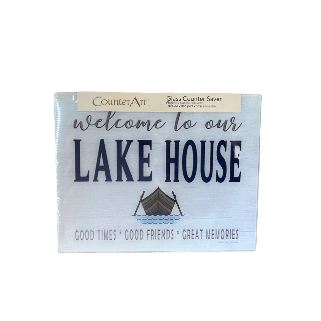 Welcome to Our Lake House Glass Cutting Board