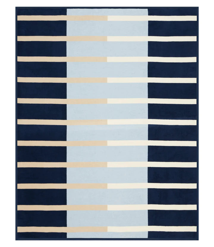 Chappy Wrap Mixed Stripe Vintage Blue & Wheat Blanket