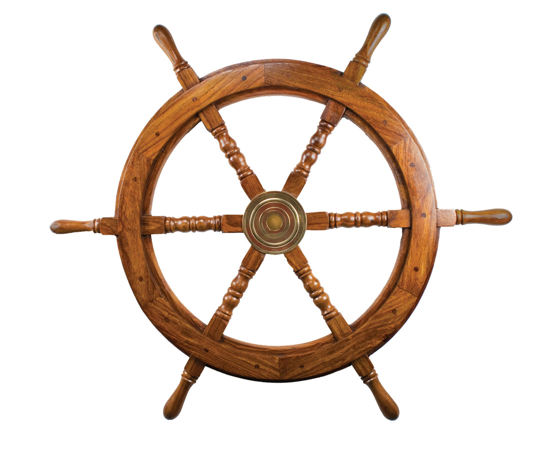 Wood and Brass Ship Wheel