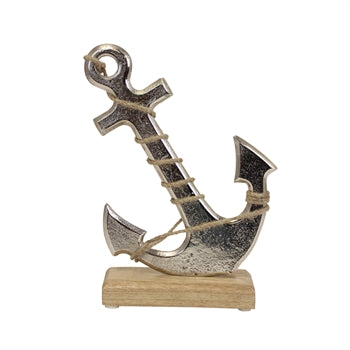 Decorative Metal Anchor with Wooden Base