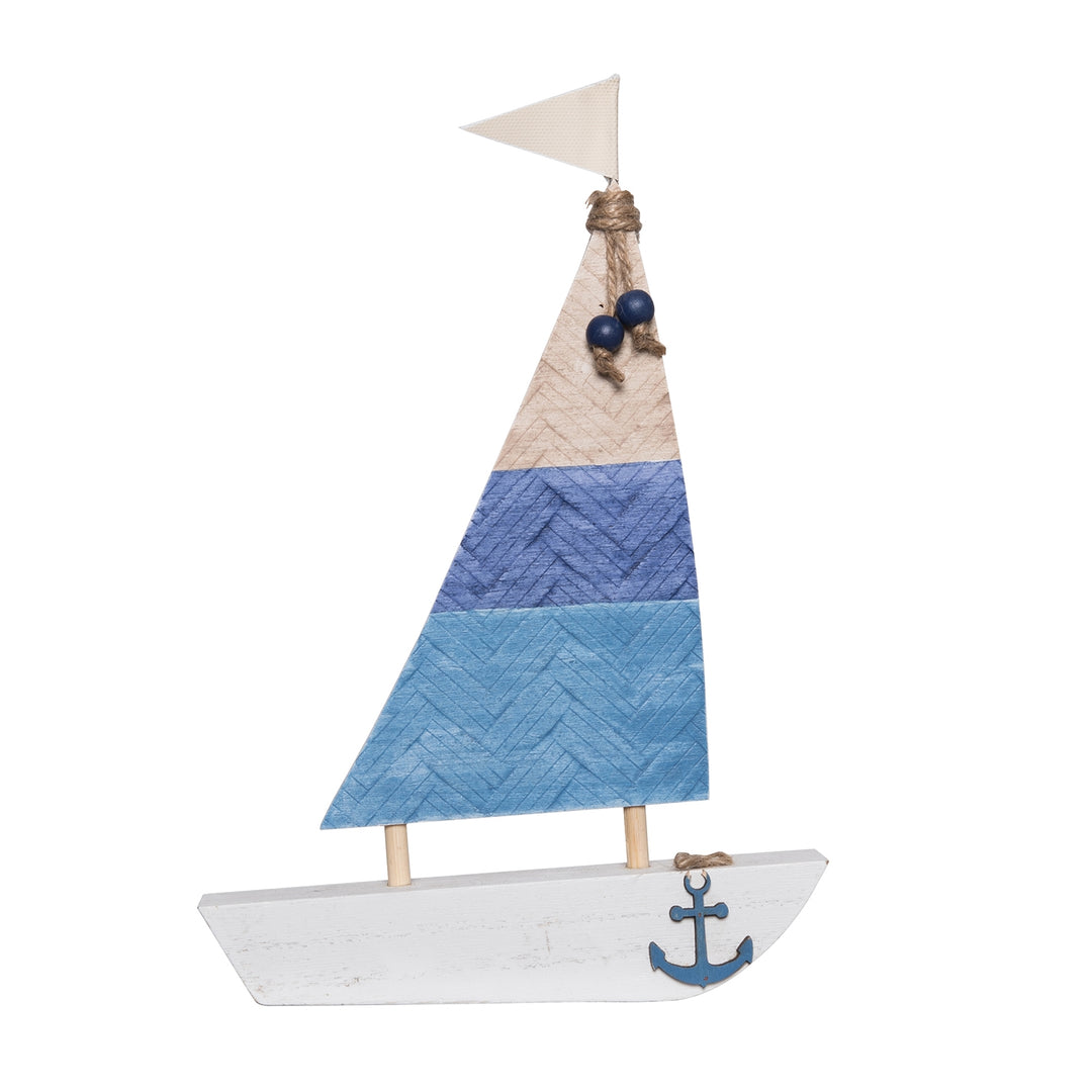 Blue and White Sailboat Figurine