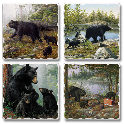 Set of 4 Black Bear Coaster Set