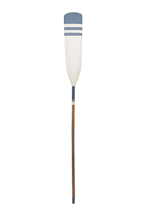 Decorative White Oar with Blue Accent Stripes