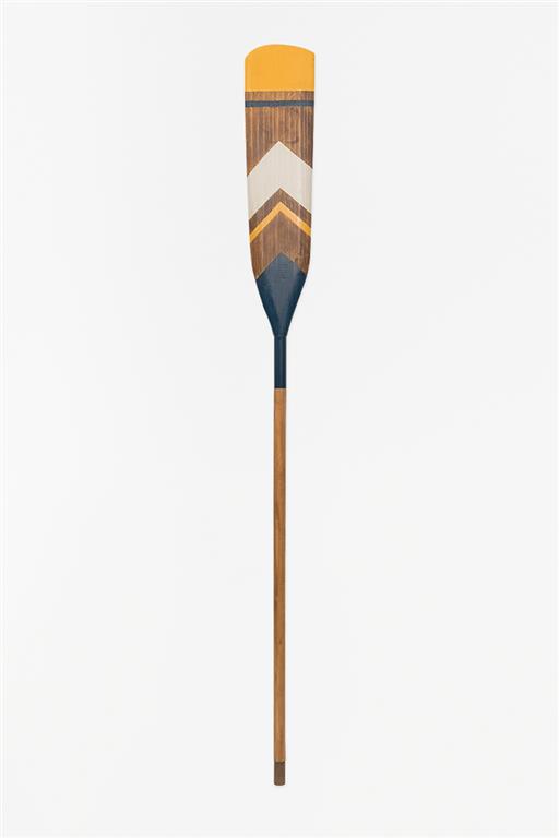 Decorative Oar with Yellow, Navy, and White Chevron