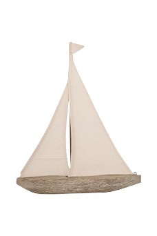 Wooden Decorative Sailboat with Canvas Sail