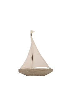 Wooden Decorative Sailboat with Canvas Sail