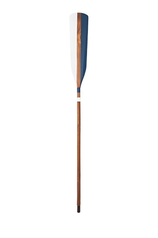 Decorative Oar with White and Navy Vertical Stripes