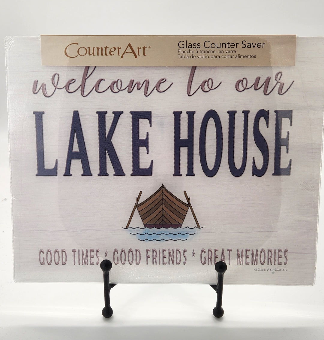 Welcome to Our Lake House Glass Cutting Board