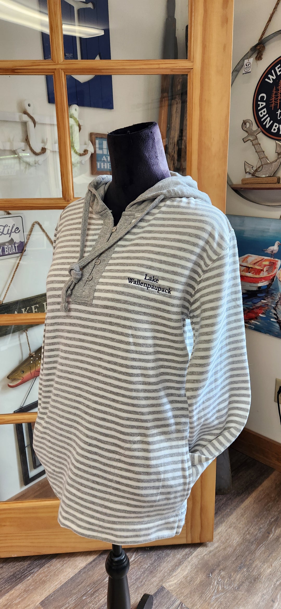 Ladies Lake Wallenpaupack Long Sleeve Henley Sweatshirt