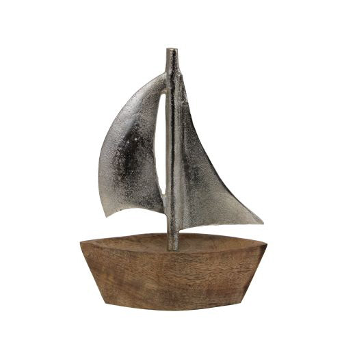 Wood and Metal Sailboat Figurine